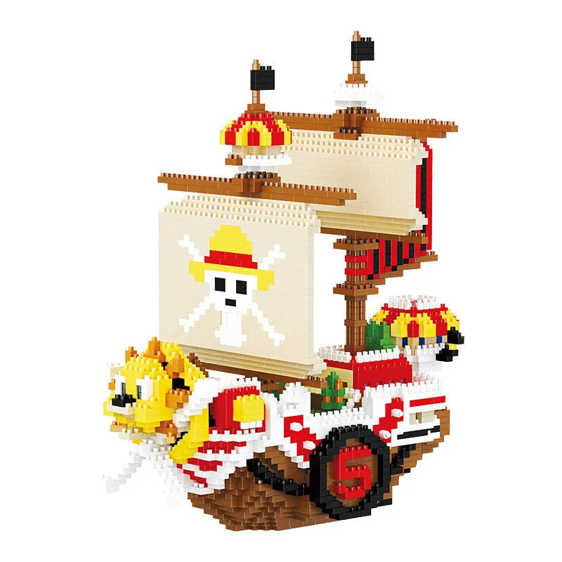 2385pcs+ One Piece Thousand Sunny Mini Brick Pirates Ship – 3D Anime Micro Building Block Toy - Image 3