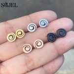 Black Stainless Steel Swirl Spiral Earrings