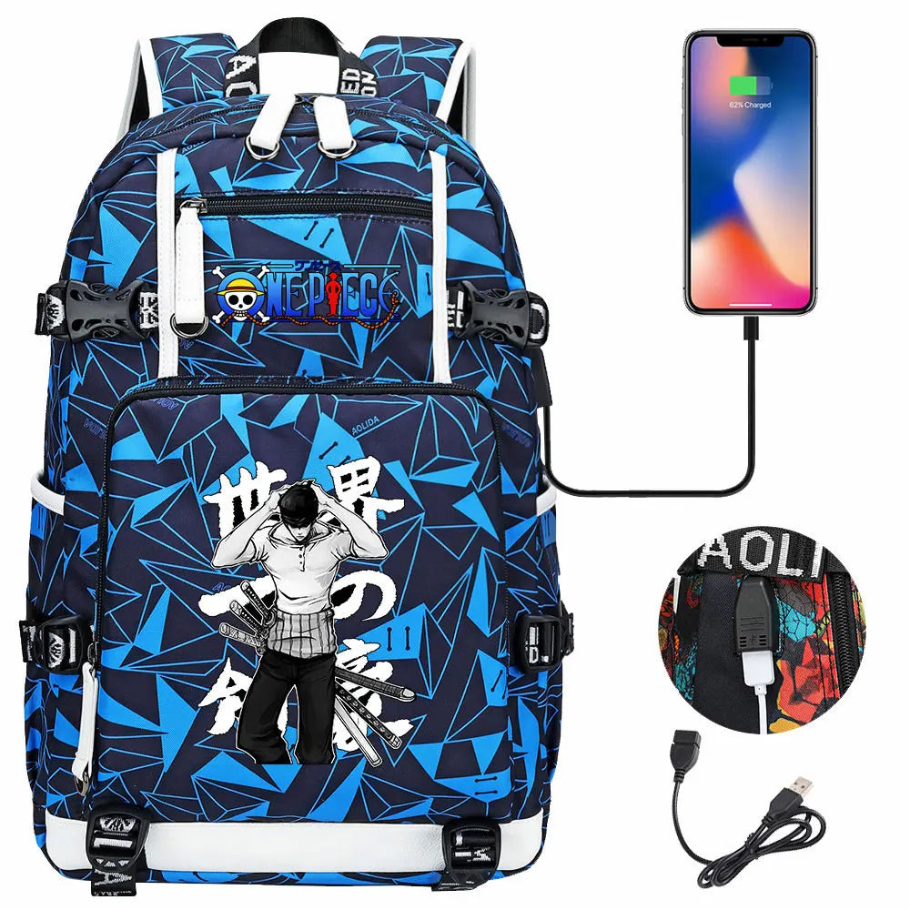 One Piece Anime Large Capacity Backpack with USB - Image 7