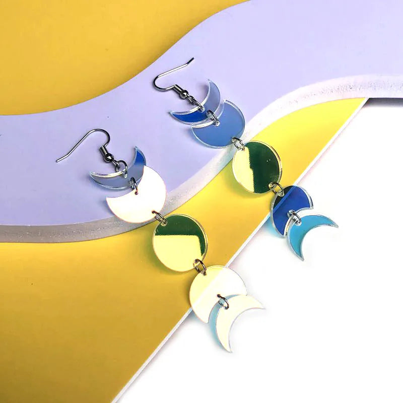Geometric Acrylic Moon Earrings - Image 2