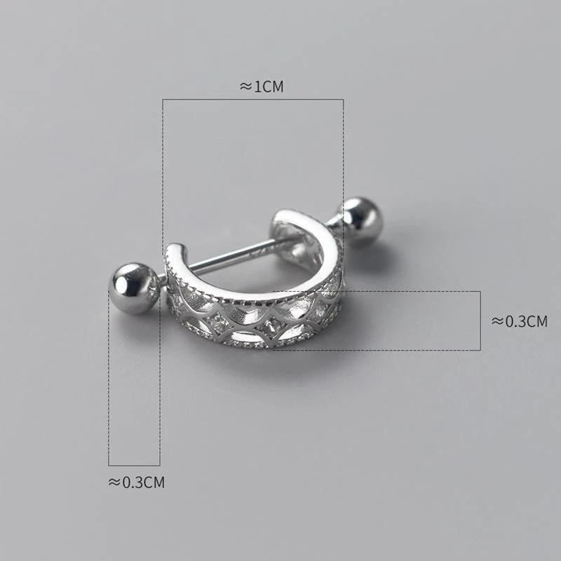 ANENJERY One Piece Skeleton Star Heart Double Layer Hoop Earrings - Image 9