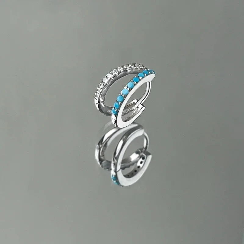 ANENJERY One Piece Skeleton Star Heart Double Layer Hoop Earrings - Image 8