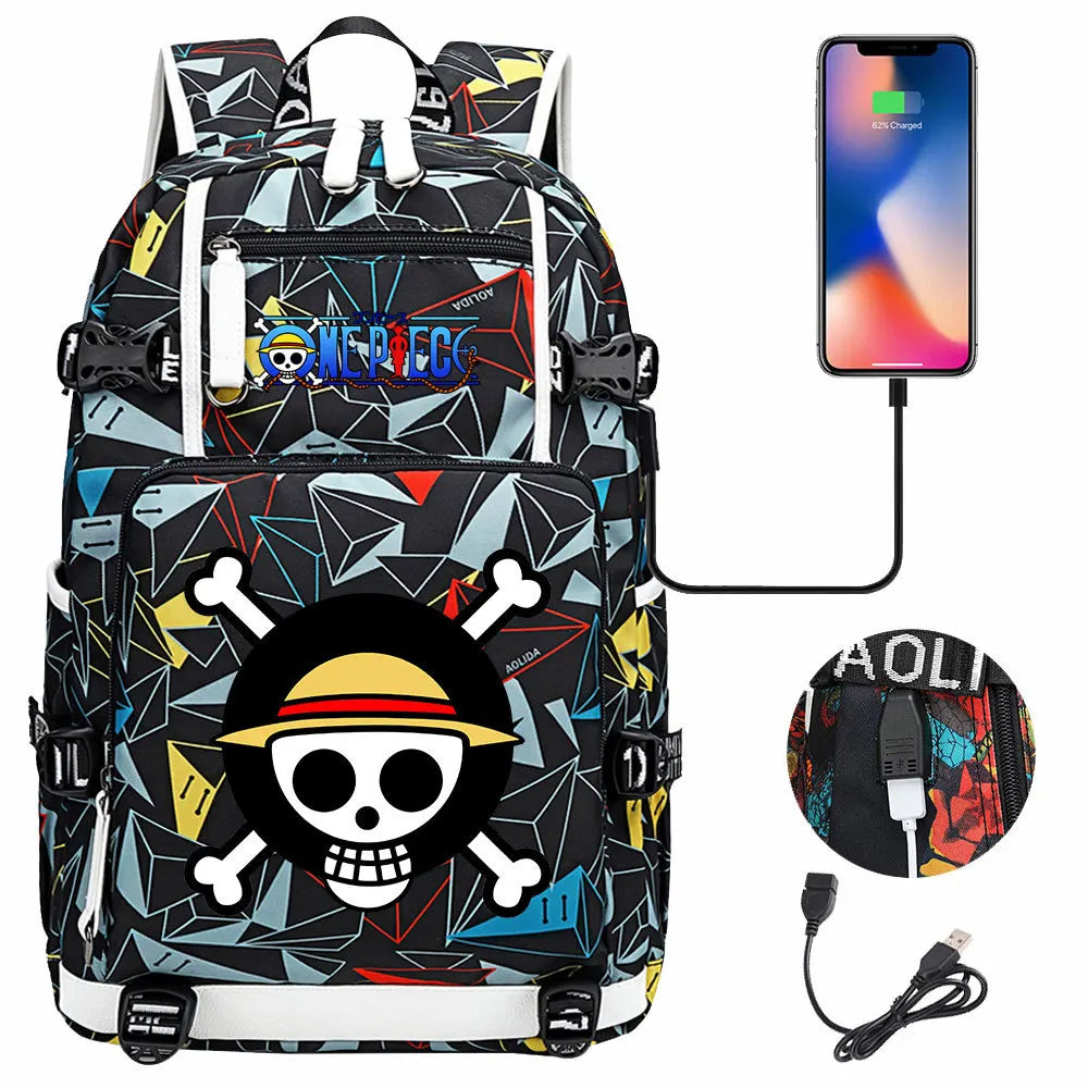 One Piece Anime Large Capacity Backpack with USB - Image 12