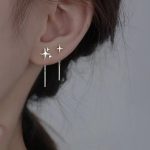 2025 New Korean Star Ear Wire Tassel Thread Chain Drop Earrings