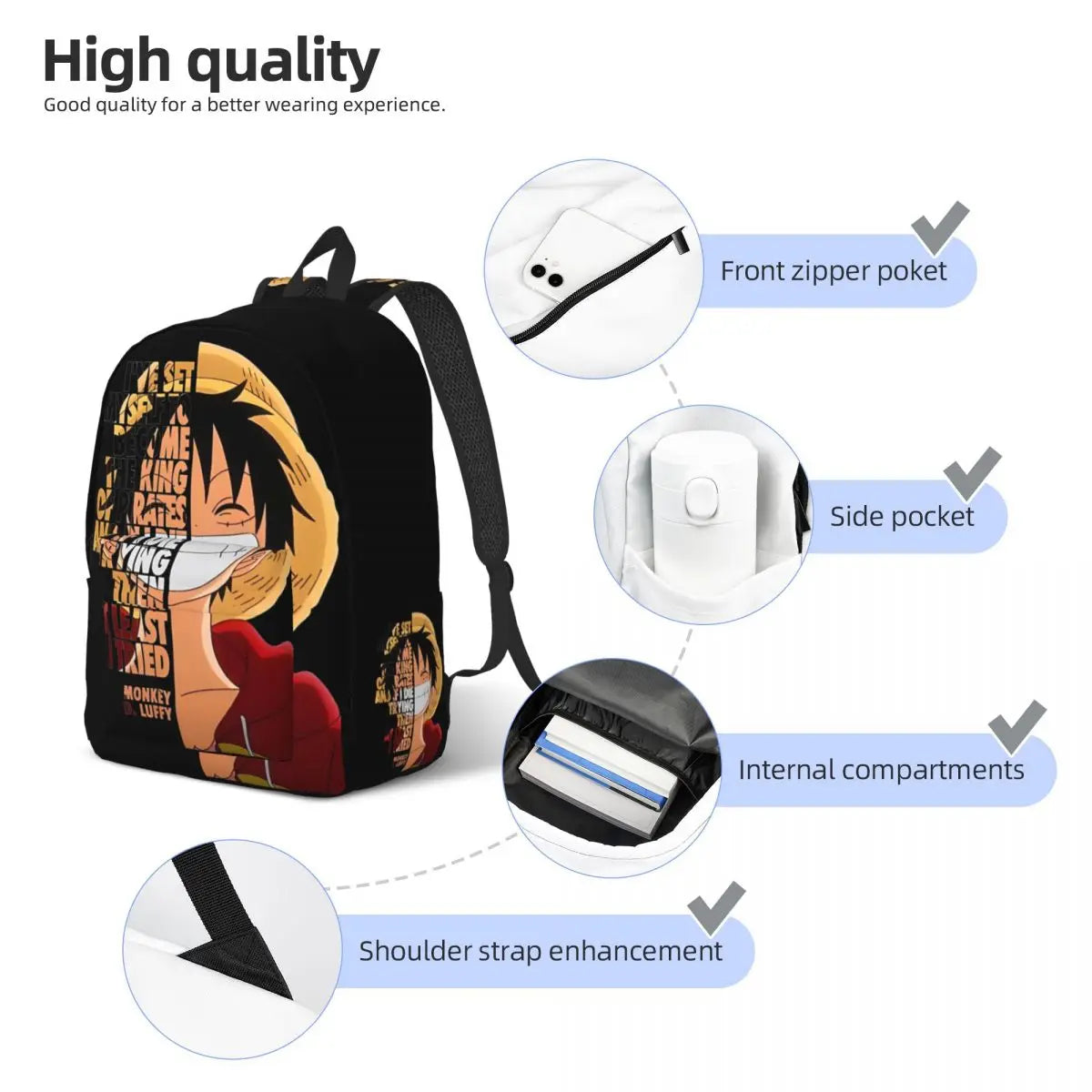 Monkey D. Luffy Quotes One Piece Teenage Backpack - Image 4