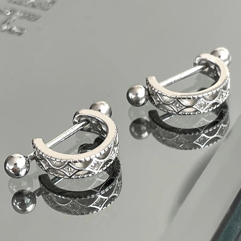 ANENJERY One Piece Skeleton Star Heart Double Layer Hoop Earrings - Image 3