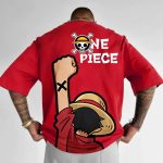 New Oversized Summer One Piece Luffy & Zoro Anime Personality Print Heavyweight Cotton T-Shirt