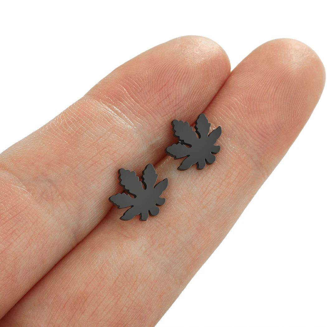 CHENGXUN Stainless Steel Mary Jane Weed Leaf Earrings - Image 5