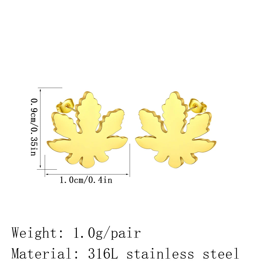 CHENGXUN Stainless Steel Mary Jane Weed Leaf Earrings - Image 4