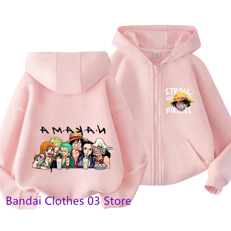 Anime New One Piece Kids Zipper Hoodie – Cartoon Luffy Print Autumn/Winter Sweatshirt - Image 8