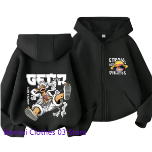 Anime New One Piece Kids Zipper Hoodie – Cartoon Luffy Print Autumn/Winter Sweatshirt