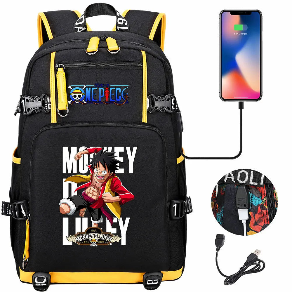 One Piece Anime Large Capacity Backpack with USB - Image 43