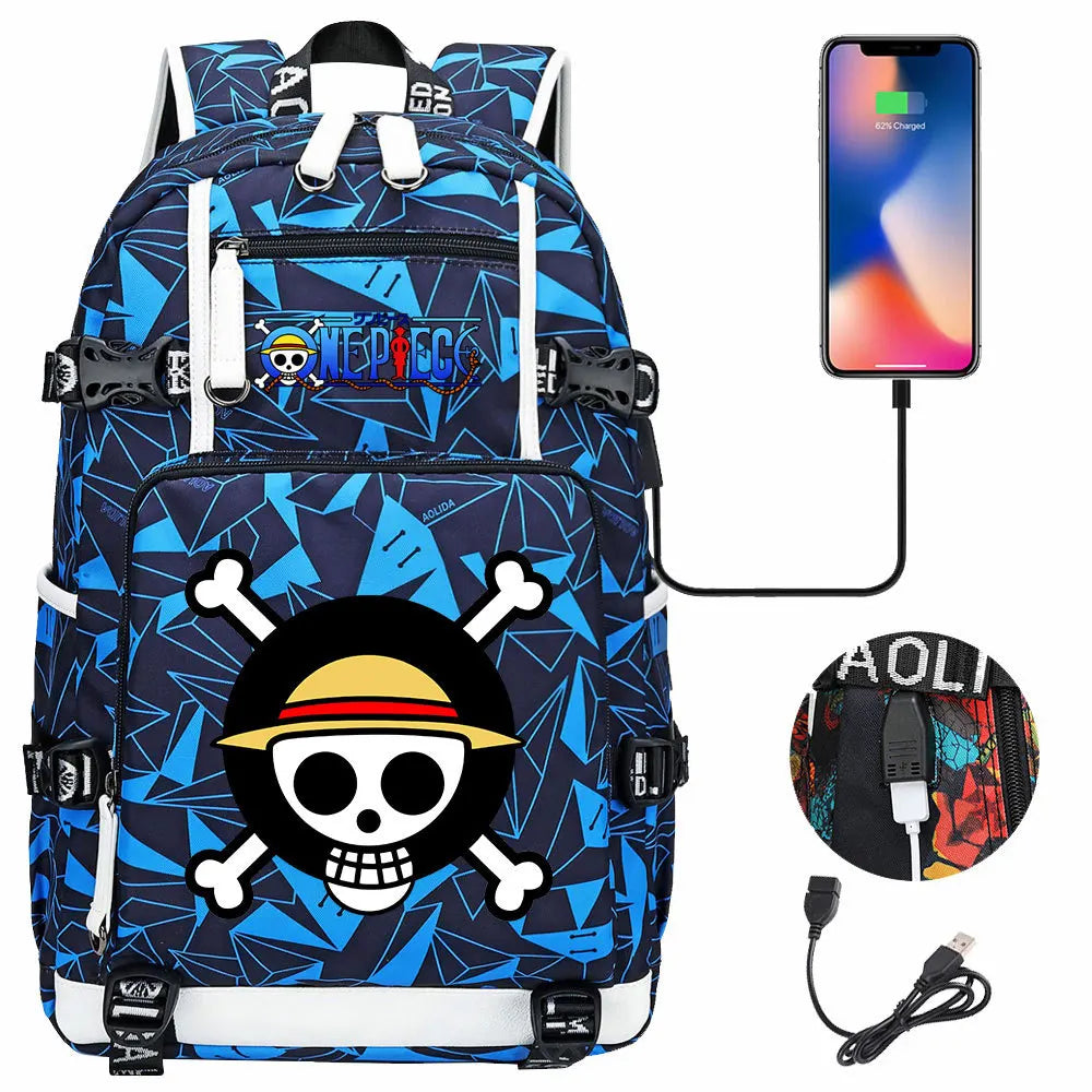 One Piece Anime Large Capacity Backpack with USB - Image 18