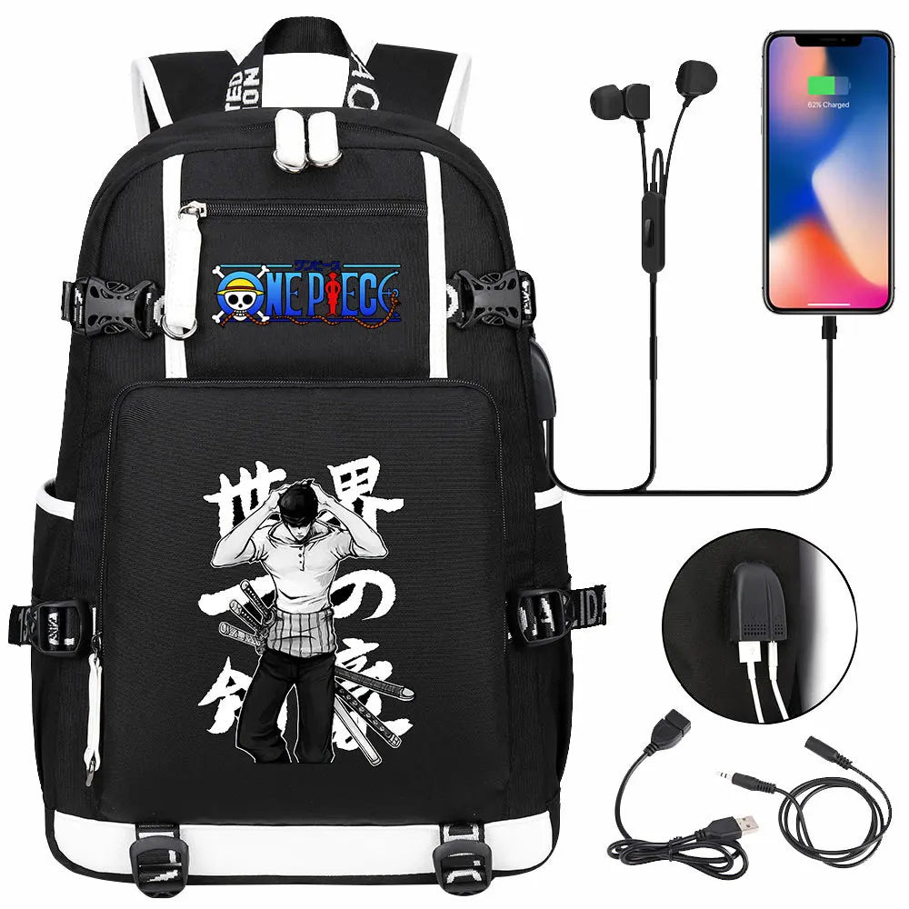 One Piece Anime Large Capacity Backpack with USB - Image 31