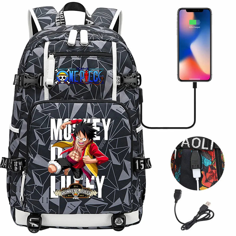 One Piece Anime Large Capacity Backpack with USB - Image 8